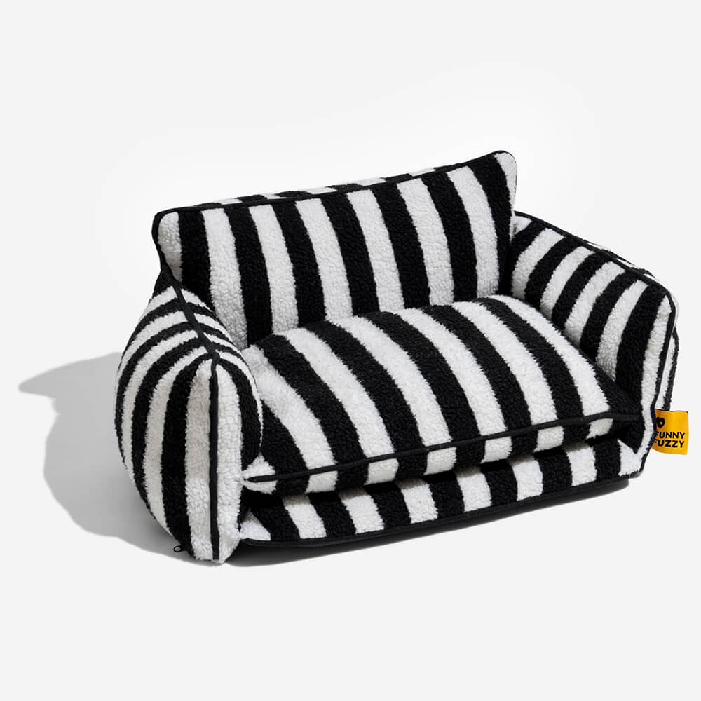 Trendy Striped Faux Lambswool Double Layer Dog & Cat Sofa Bed - Outdoor