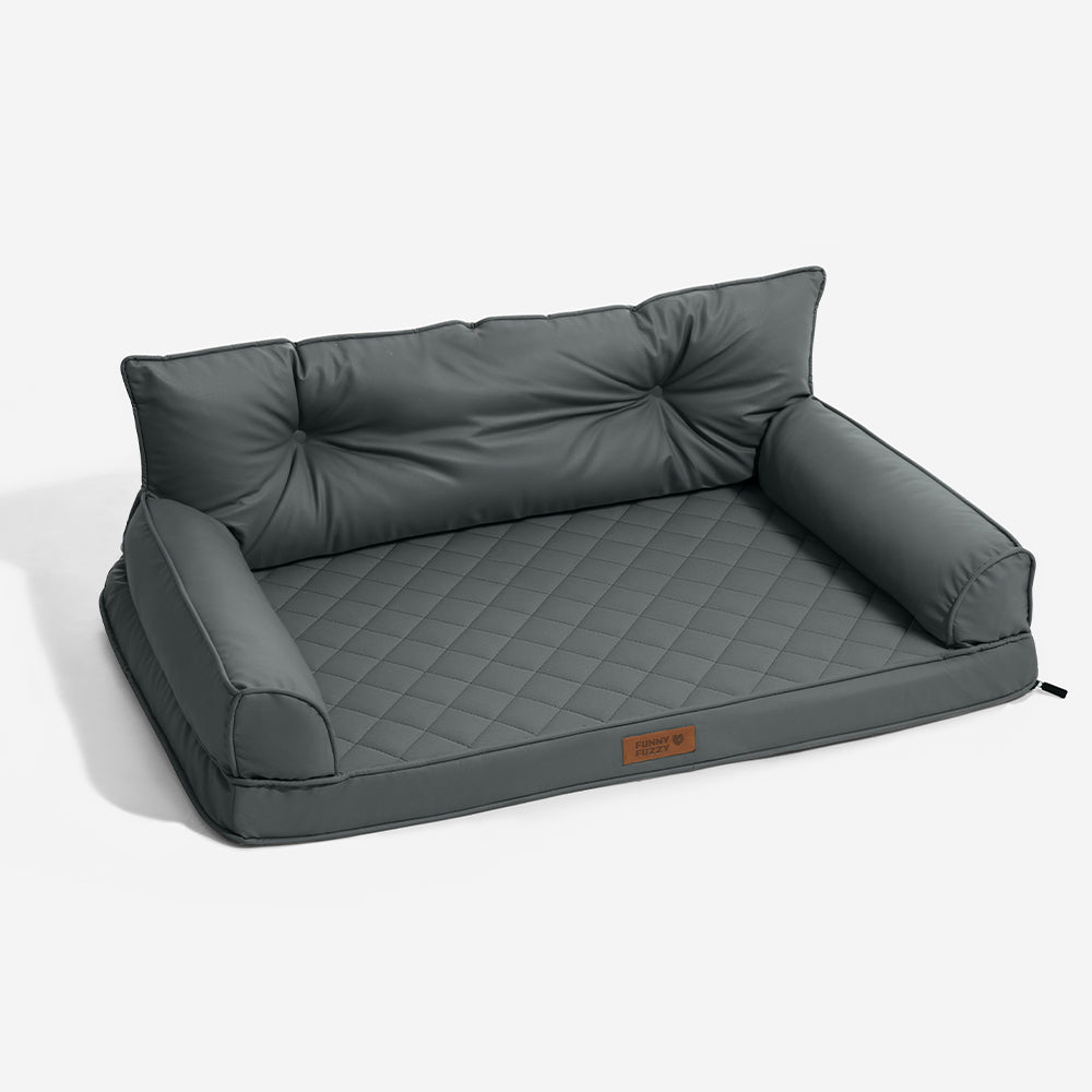 Luxe Faux Leather Foldable Orthopedic Large Dog Bed - CoreLounge